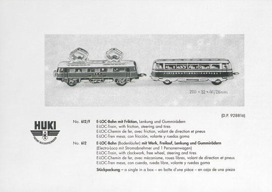 HUKI Patent-Blechspielwaren Händlerkatalog um 1960