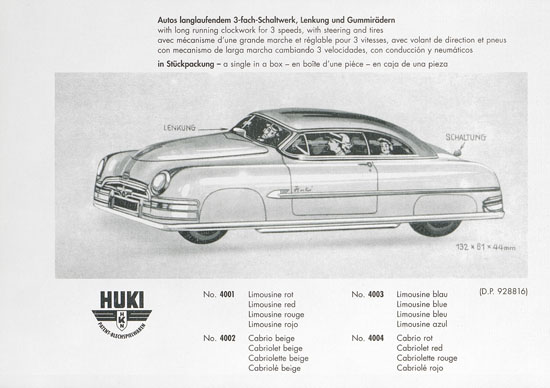 HUKI Patent-Blechspielwaren Händlerkatalog um 1960