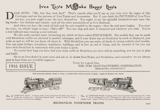 Ives Toys Make Happy Boys 1916