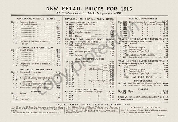 Ives Toys New Retail Prices for 1916