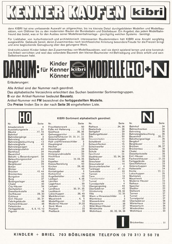 Kibri Katalog Modellbahn-Zubehör 1973 1974