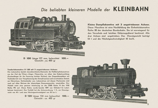 Kleinbahn Hauptkatalog 1955