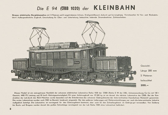 Kleinbahn Hauptkatalog 1955