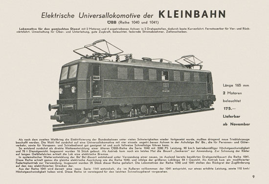 Kleinbahn Hauptkatalog 1955