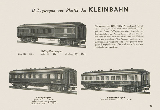 Kleinbahn Hauptkatalog 1955