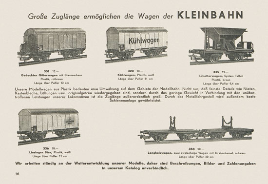 Kleinbahn Hauptkatalog 1955