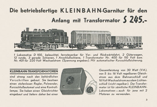 Kleinbahn Hauptkatalog 1962