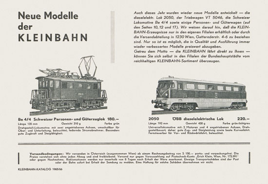 Kleinbahn Katalog 1965-1966