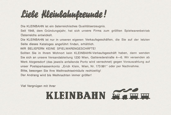 Kleinbahn Katalog 1971-1972