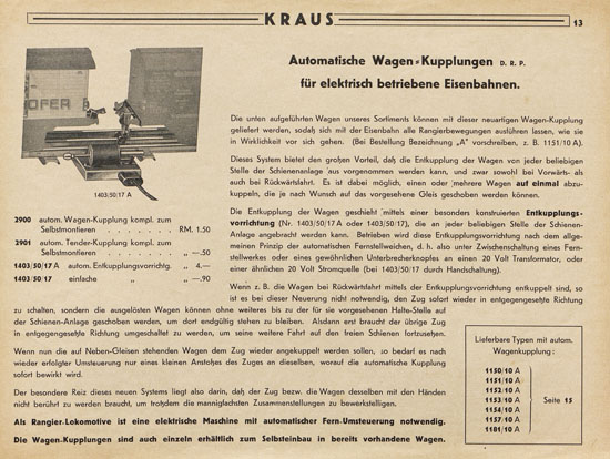 Kraus Fandor Sonderkatalog Nr. 19 wohl 1933