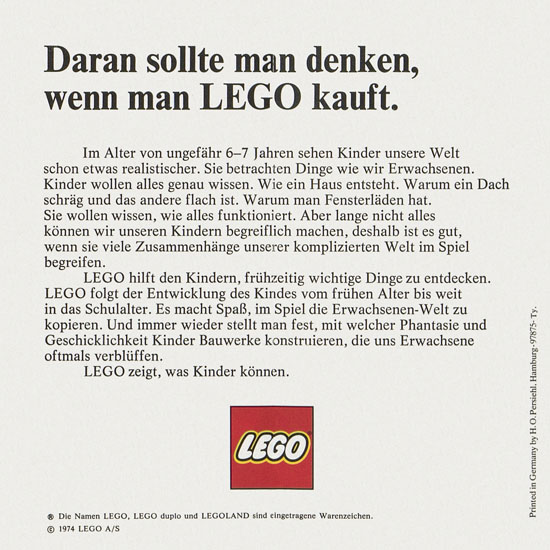 Lego Prospekt 1974