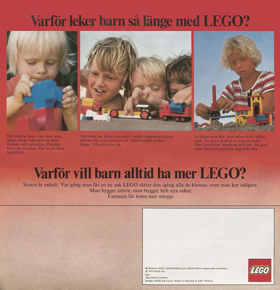 Lego catalogue Sweden 1974