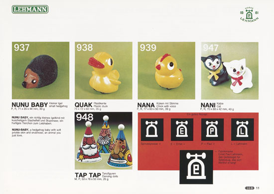 Patent Lehmann Spielzeug Katalog 1981