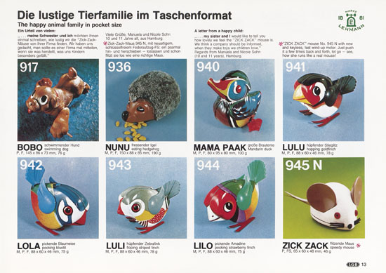 Patent Lehmann Spielzeug Katalog 1981