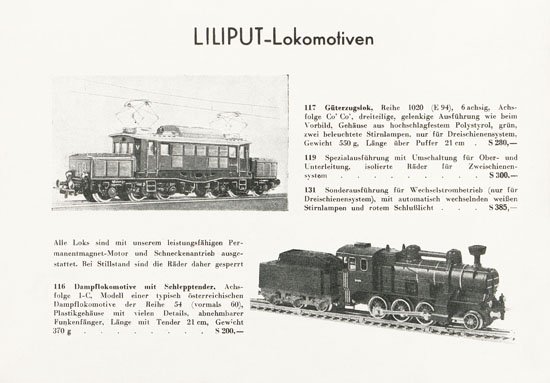 Liliput H0-Elektrobahn Katalog 1956