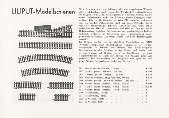 Liliput H0-Elektrobahn Katalog 1956