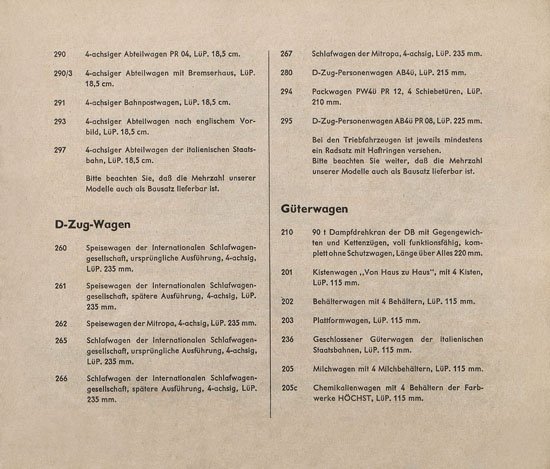 Liliput H0-Modellbahn Katalog 1962