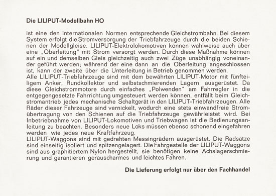 Liliput H0-Modellbahn Katalog 1969