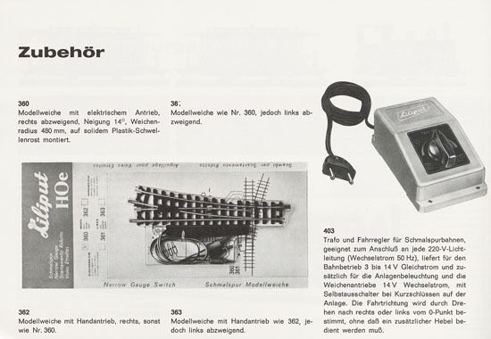 Liliput Schmalspurbahnen H0e 1970