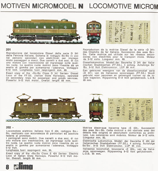 Lima Catalogo Micro Model N 1970-1971