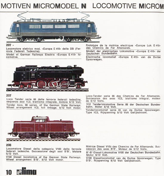 Lima Catalogo Micro Model N 1970-1971