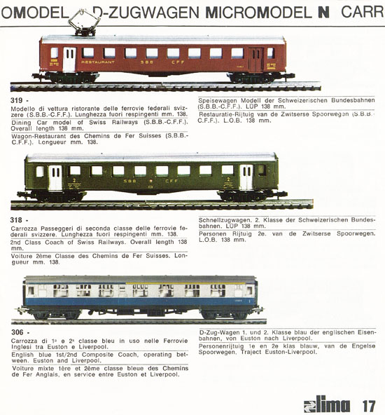 Lima Catalogo Micro Model N 1970-1971