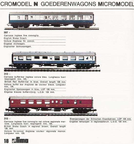 Lima Catalogo Micro Model N 1970-1971