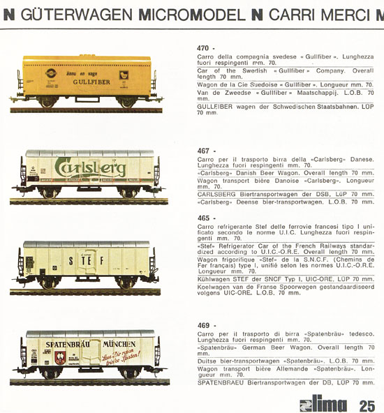 Lima Catalogo Micro Model N 1970-1971