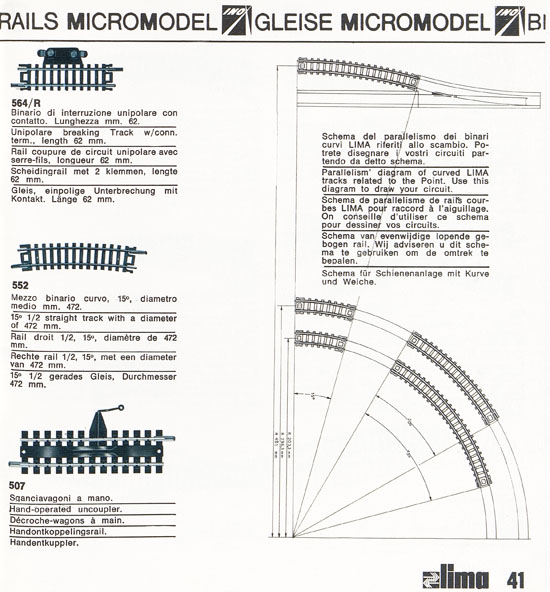 Lima Catalogo Micro Model N 1970-1971