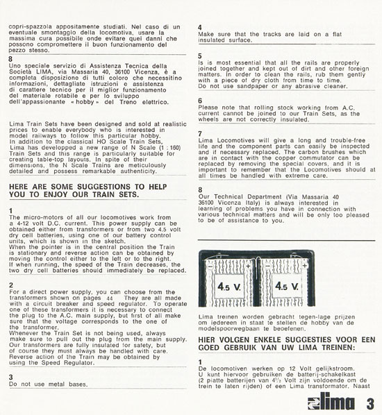 Lima Catalogo Micro Model N 1971-1972