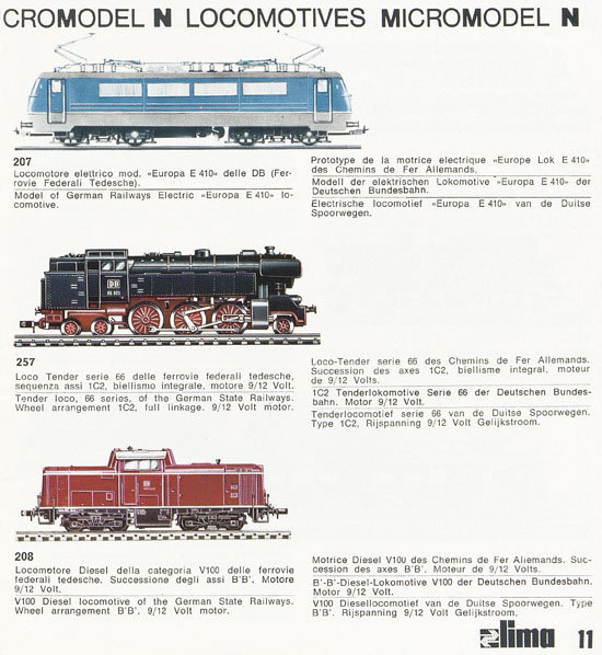 Lima Catalogo Micro Model N 1971-1972