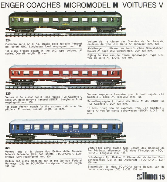 Lima Catalogo Micro Model N 1971-1972