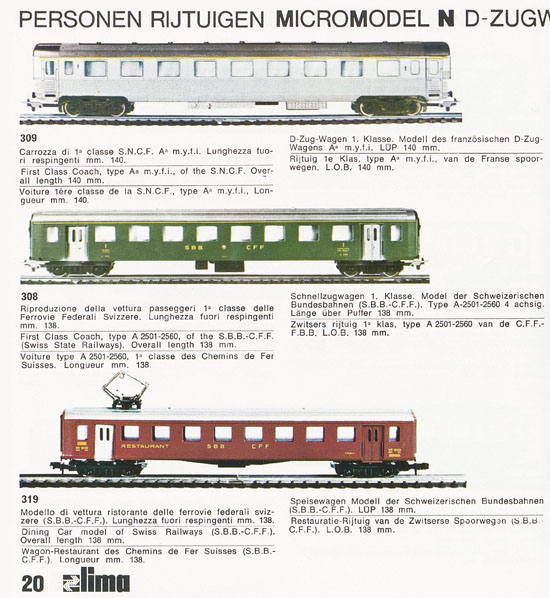 Lima Catalogo Micro Model N 1971-1972