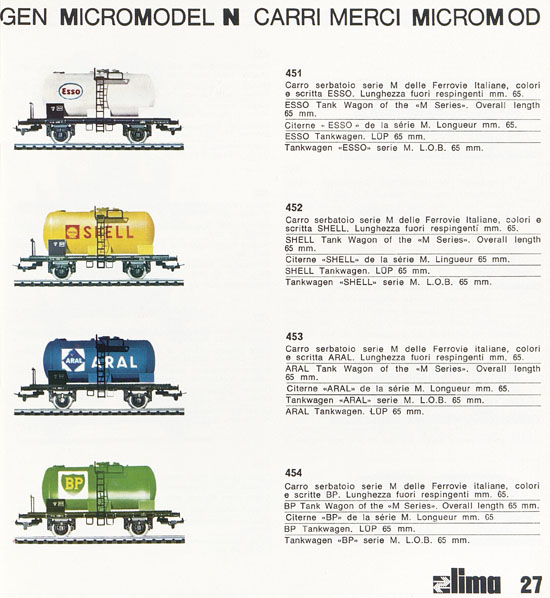 Lima Catalogo Micro Model N 1971-1972