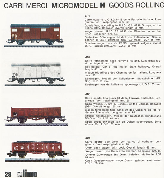 Lima Catalogo Micro Model N 1971-1972