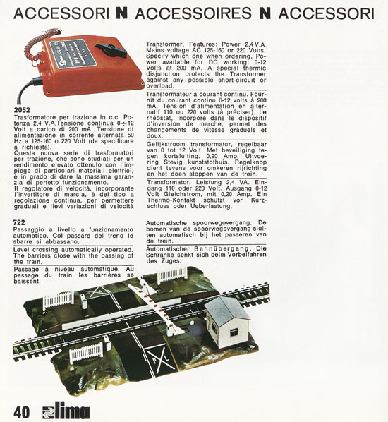 Lima Catalogo Micro Model N 1971-1972