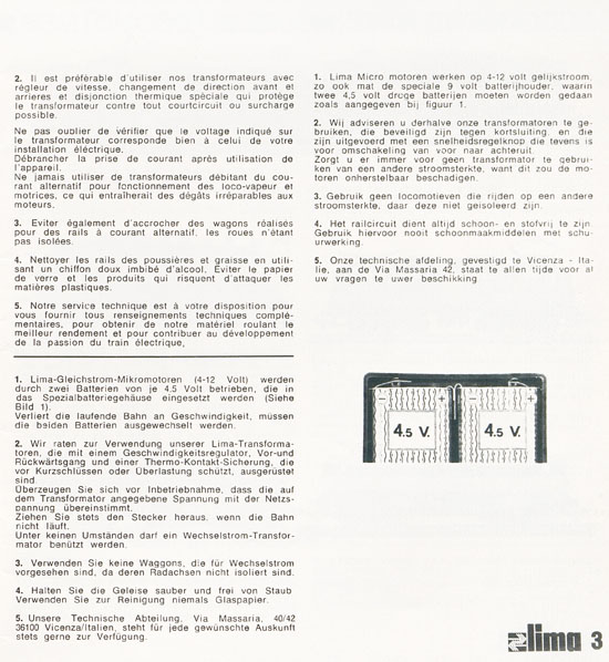 Lima Catalogo Micro Model N 1972-1973