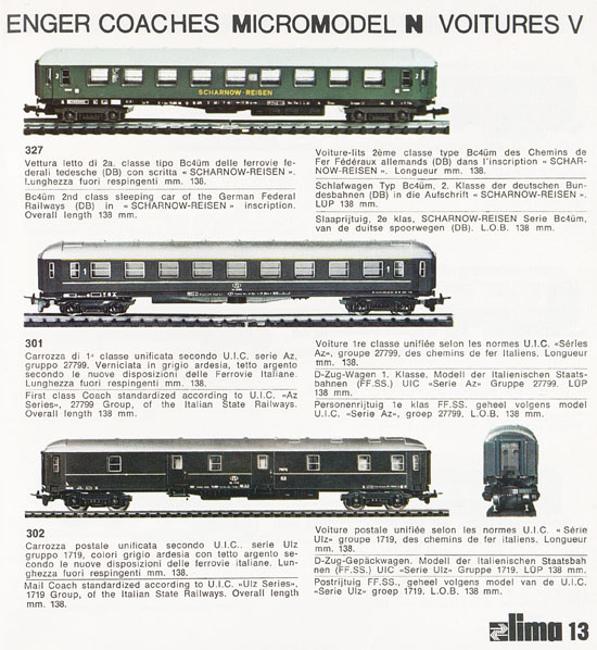 Lima Catalogo Micro Model N 1972-1973