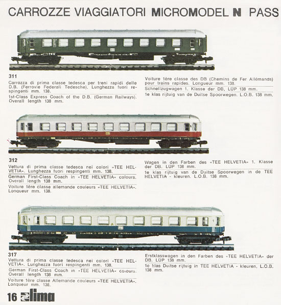 Lima Catalogo Micro Model N 1972-1973