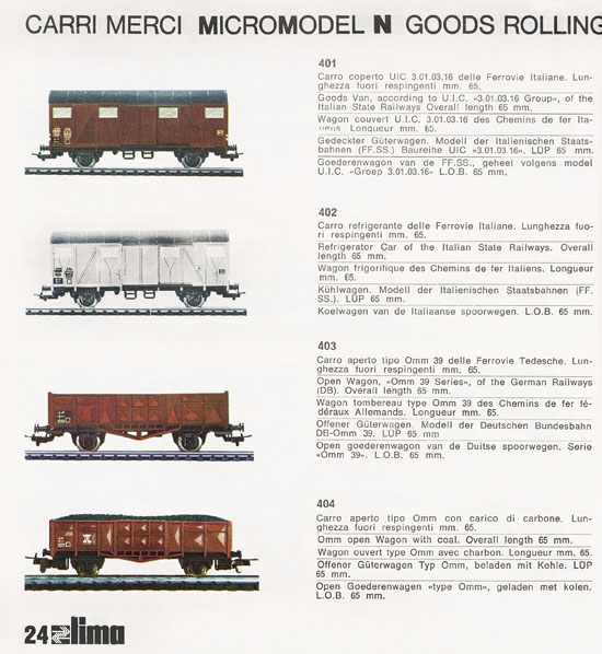 Lima Catalogo Micro Model N 1972-1973