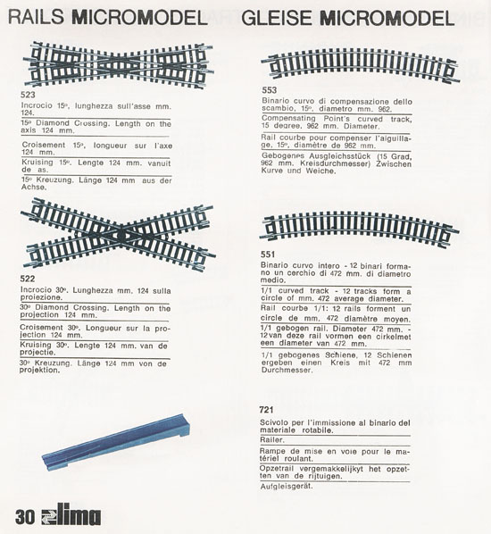 Lima Catalogo Micro Model N 1972-1973