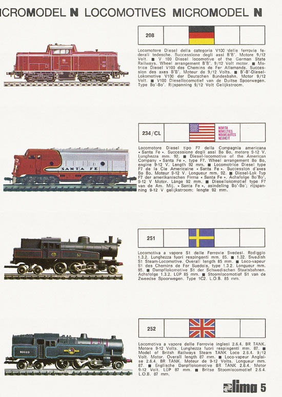 Lima Catalogo Micro Model N 1973-1974