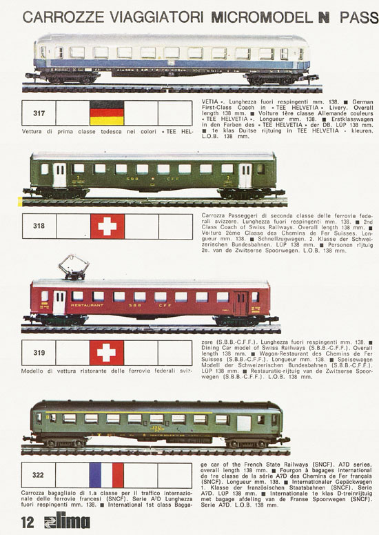 Lima Catalogo Micro Model N 1973-1974