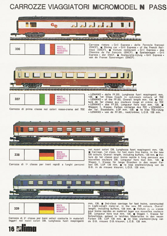 Lima Catalogo Micro Model N 1973-1974