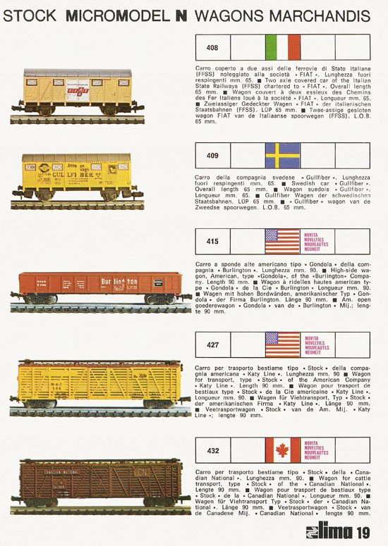 Lima Catalogo Micro Model N 1973-1974