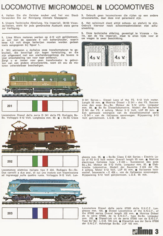 Lima Catalogo Micro Model N 1974-1975