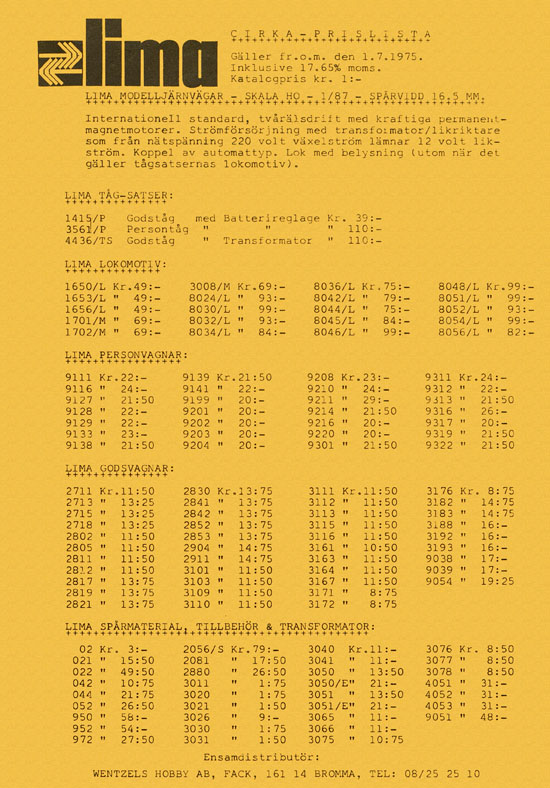 Lima Selection H0 Scale 1975