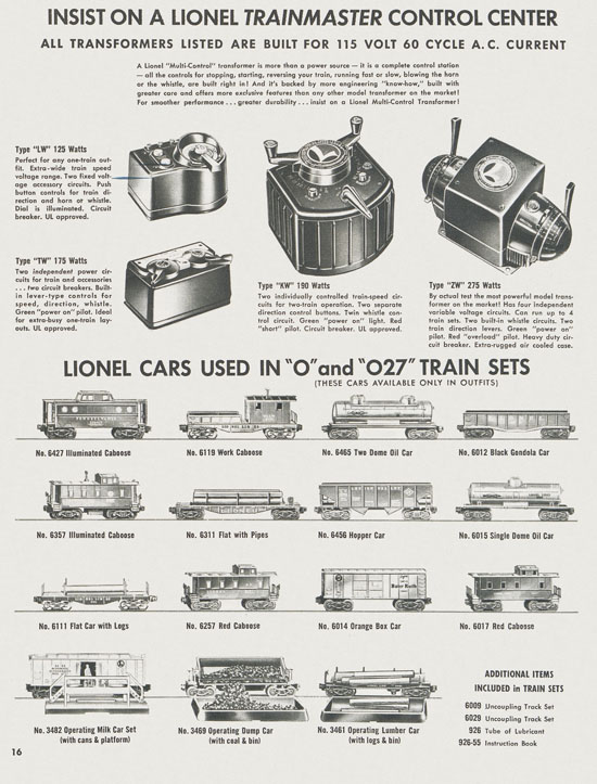 Lionel Trains brochure 1955