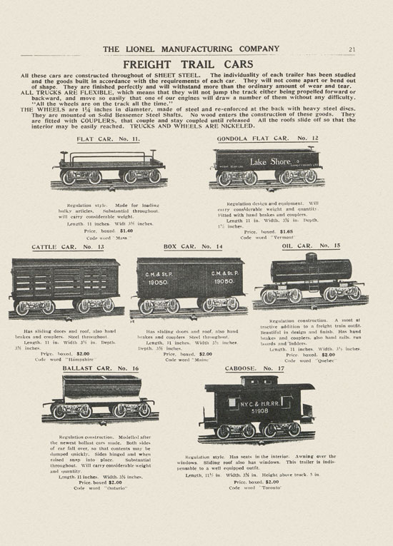 Lionel catalog 1911