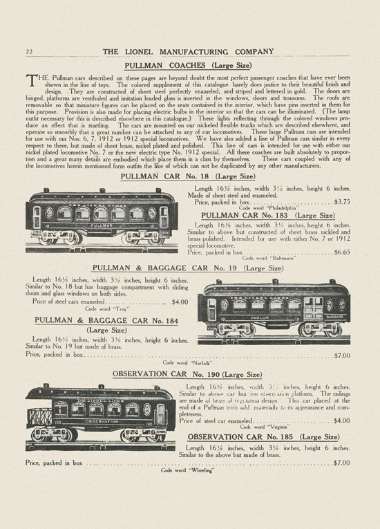 Lionel catalog 1911